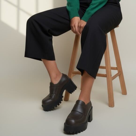 Vintage Lower East Side Brown Chunky Platform Loafers – Size 5.5 – Faux Leather - Picture 11 of 11